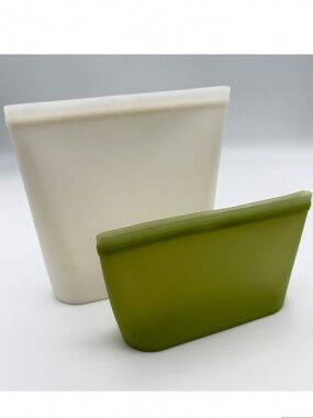 Reusable Silicone Food Storage Bags - Set of 2 Green/White by Small:Hours